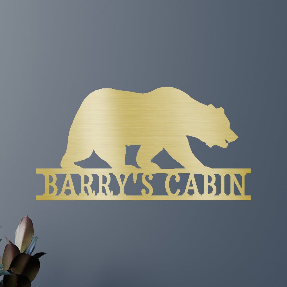 Custom Metal Wall Art - Personalized Bear Monogram Gold