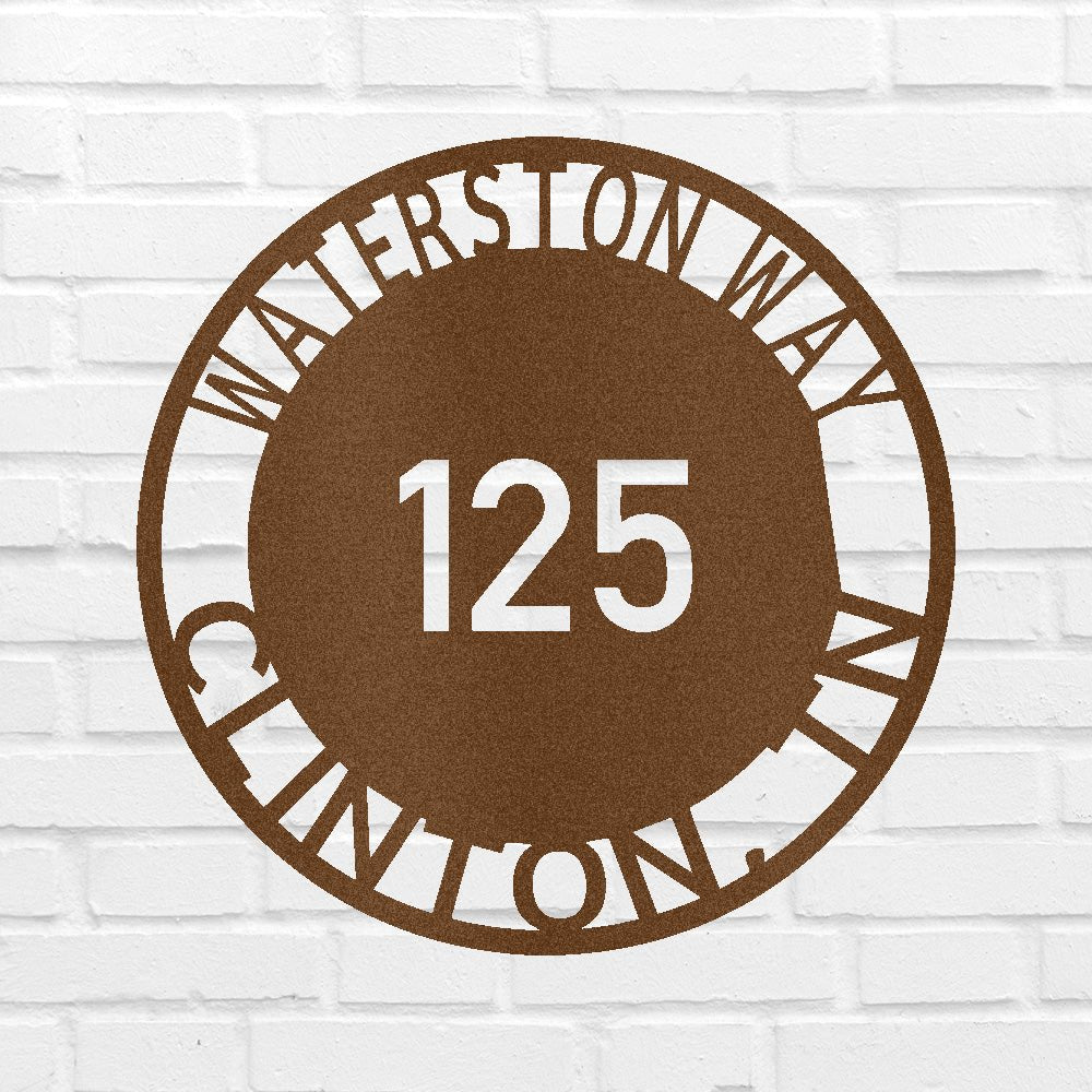 Custom Metal Sign - Personalized Circle Address Plaque
