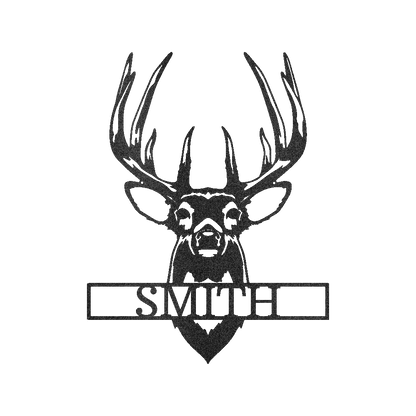 Buck Mount Deer Personalized Gifts - Custom Metal Sign Black 12"