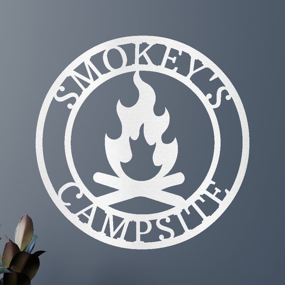 Personalized Campfire Monogram, Custom Metal Art, Metal Wall Art - Precious Engraved