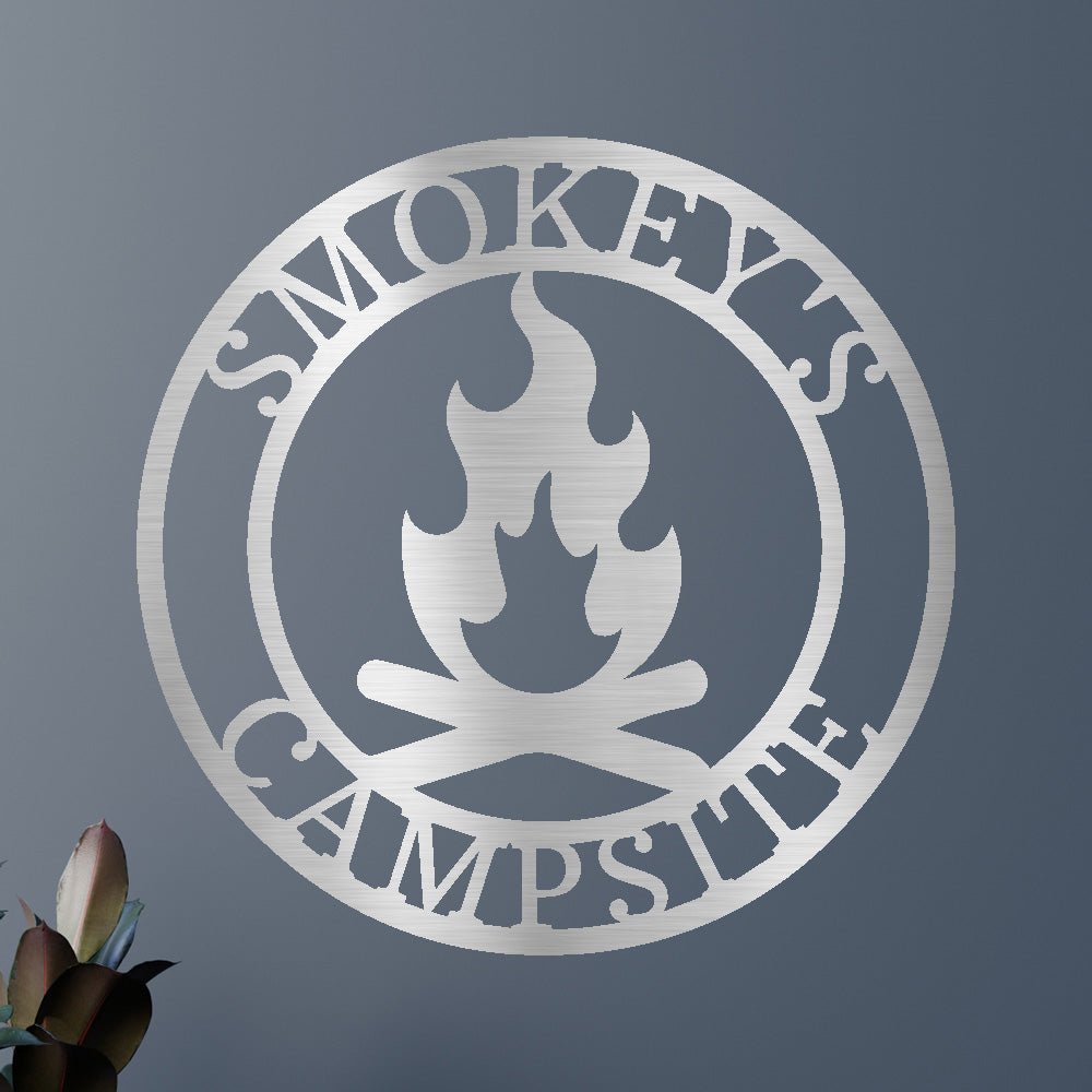 Personalized Campfire Monogram, Custom Metal Art, Metal Wall Art - Precious Engraved