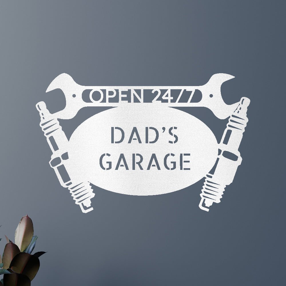 Personalized Car Dad's Garage Monogram Metal Wall Art Classic Metal Sign - Precious Engraved