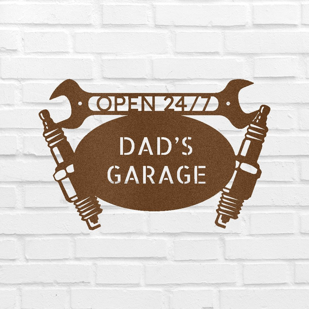 Personalized Car Dad's Garage Monogram Metal Wall Art Classic Metal Sign - Precious Engraved
