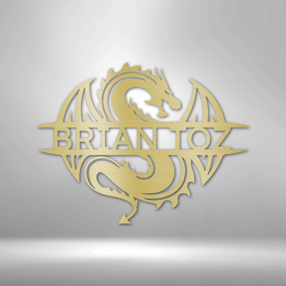 Celtic Dragon Personalized Gifts - Custom Metal Sign Gold