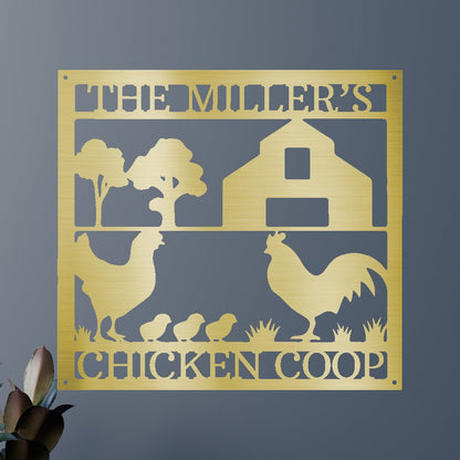 Chicken Coop Personalized Gifts - Custom Metal Sign Gold