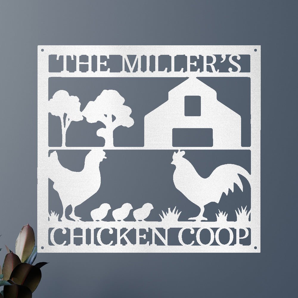 Personalized Chicken Coop Monogram Metal Wall Art Sign - Precious Engraved