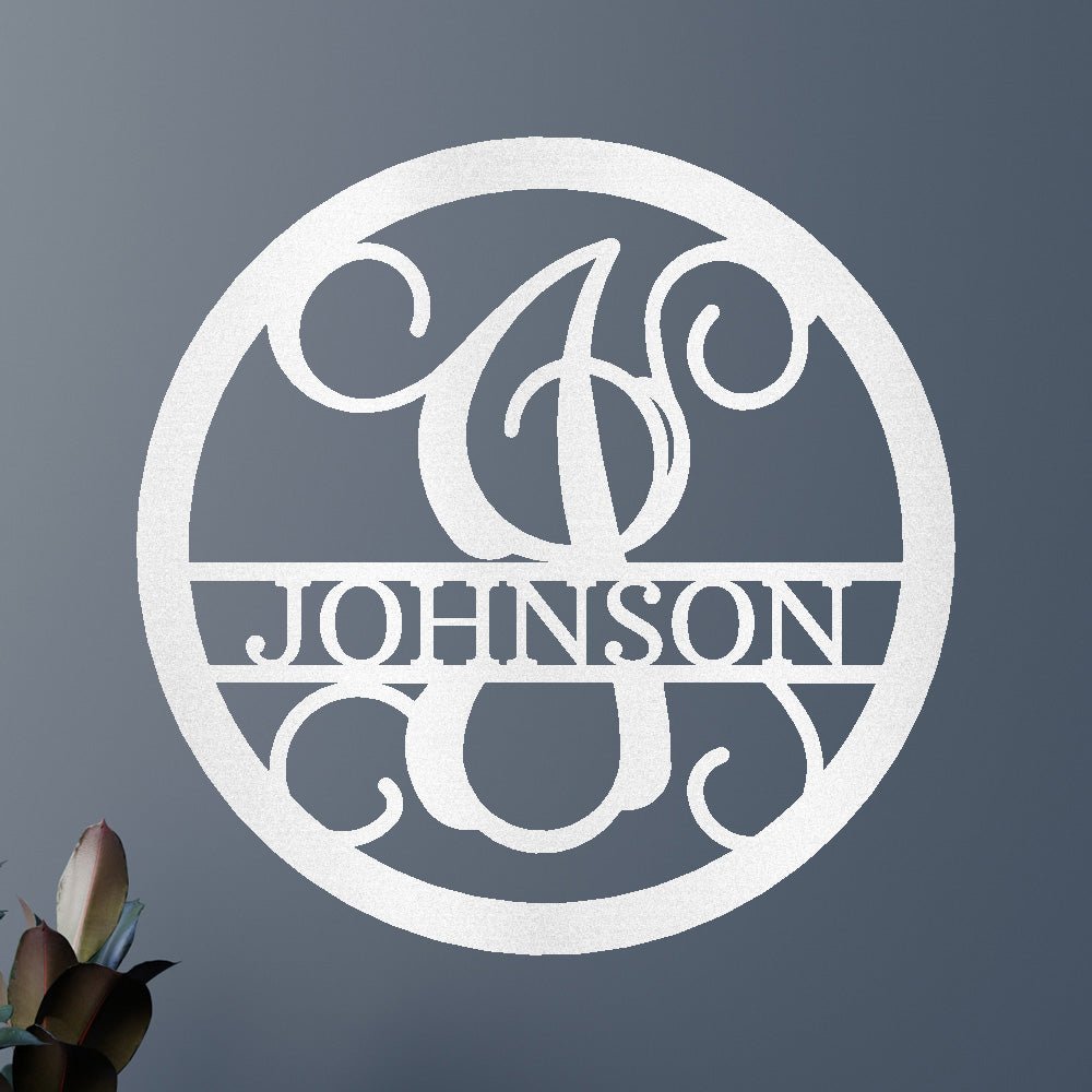 Custom Metal Wall Art - Split Letter Vine Monogram Sign