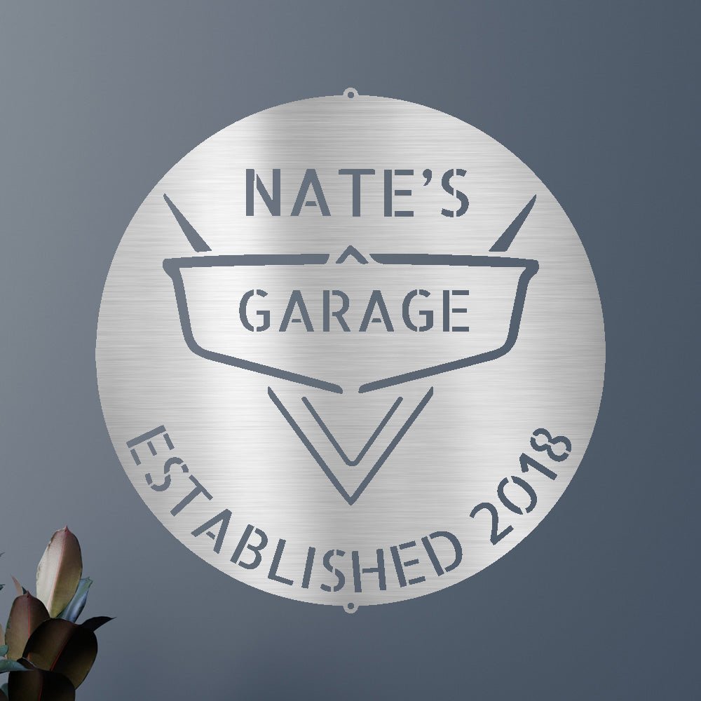 Personalized Classic Car Garage Monogram Custom Metal Wall Art Classic Metal Sign - Precious Engraved
