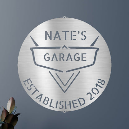 Classic Car Garage Personalized Gifts - Custom Metal Sign Silver