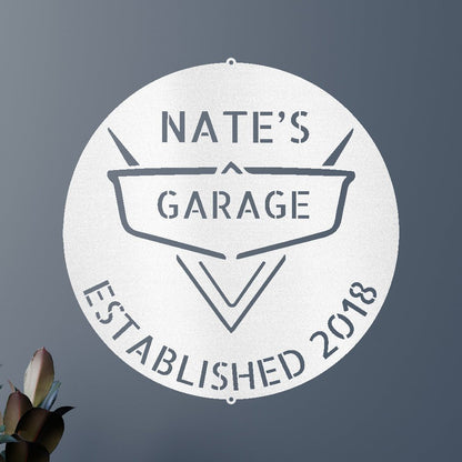 Classic Car Garage Personalized Gifts - Custom Metal Sign White