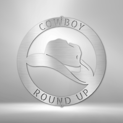 Cowboy Personalized Gifts - Custom Metal Sign Silver