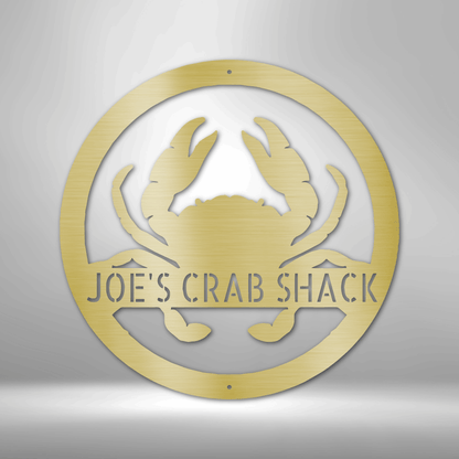 Crab Personalized Gifts - Custom Metal Sign Gold