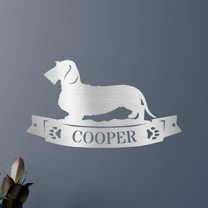 Dachshund Banner Personalized Gifts - Custom Metal Sign Silver