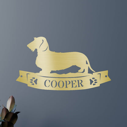 Dachshund Banner Personalized Gifts - Custom Metal Sign Gold