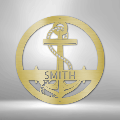 Elaborate Anchor Personalized Gifts - Custom Metal Sign Gold