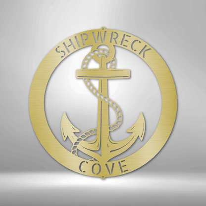 Elaborate Anchor Ring Personalized Gifts - Custom Metal Sign Gold