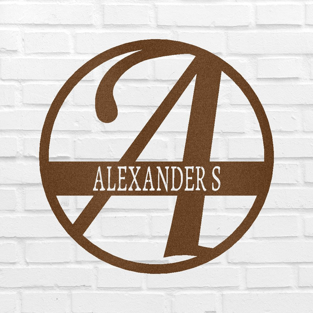 Custom Metal Wall Art - Personalized Split Letter Monogram Sign Copper