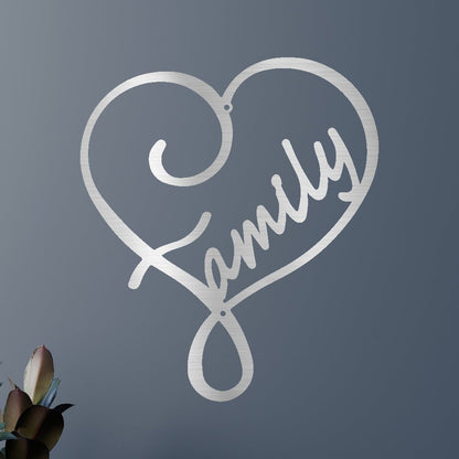 Family Love Monogram - Custom Metal Sign Silver