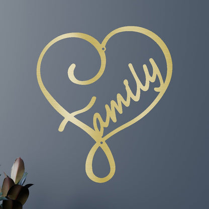 Family Love Monogram - Custom Metal Sign Gold