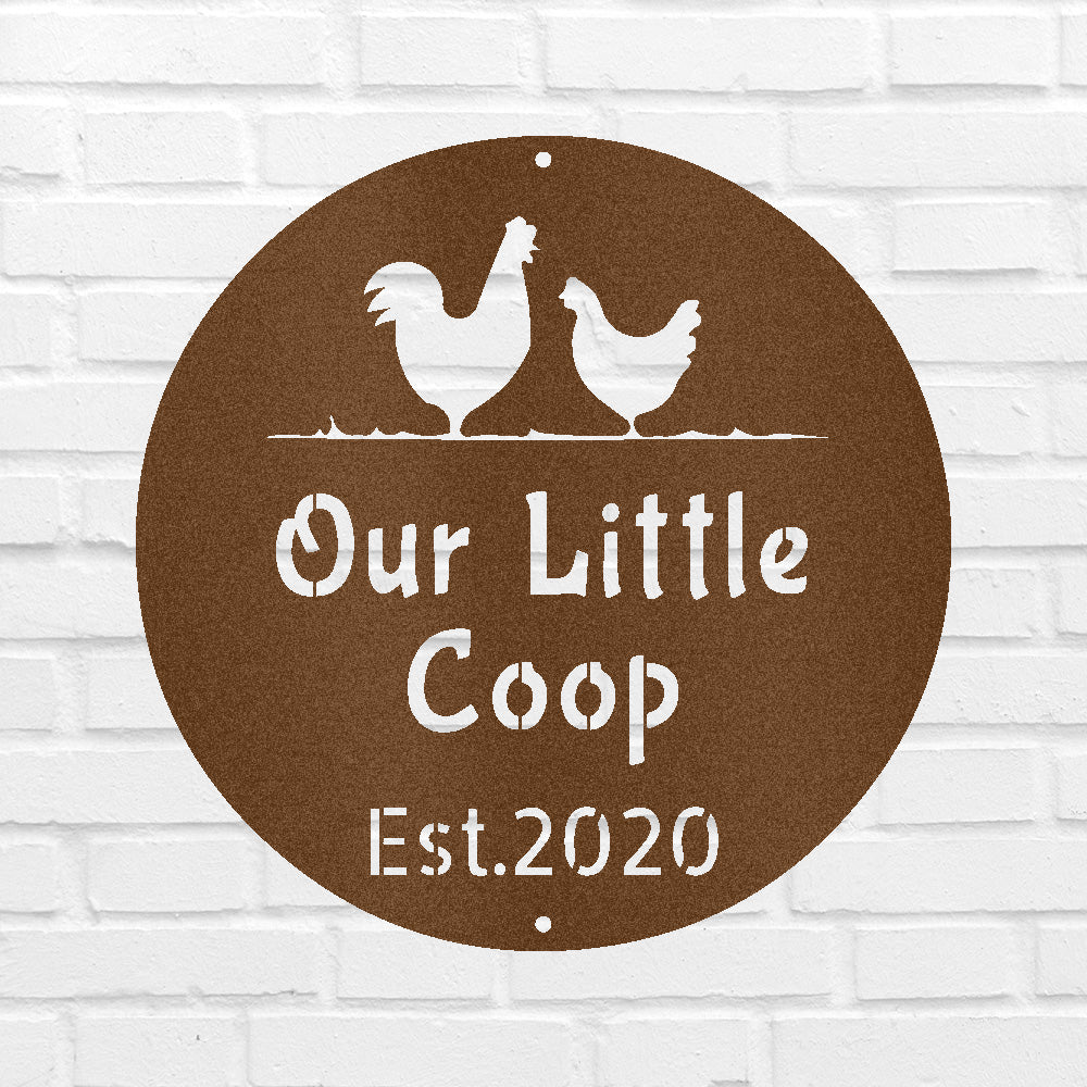Custom Metal Wall Art - Personalized Chicken Coop Name Sign