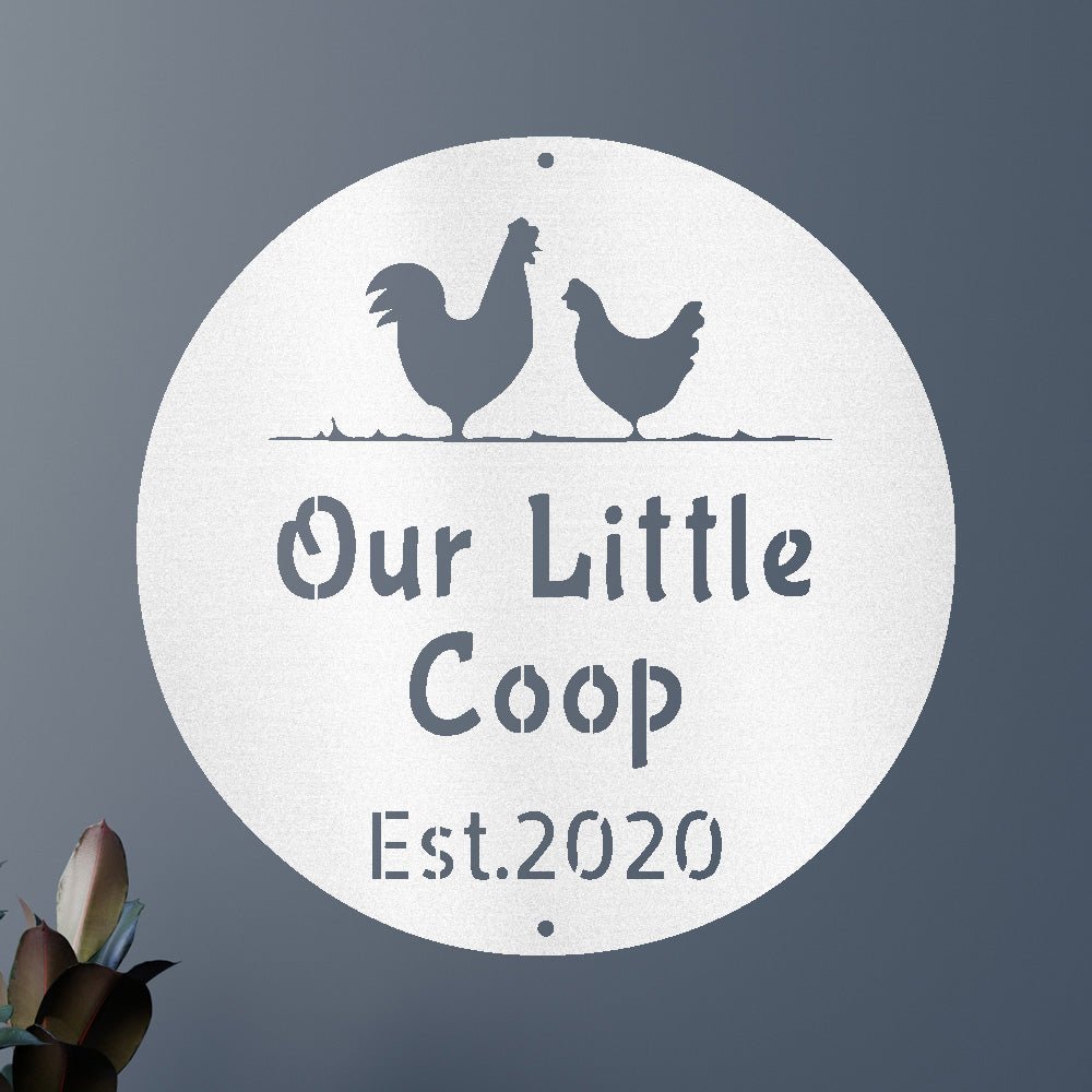 Custom Metal Wall Art - Personalized Chicken Coop Name Sign