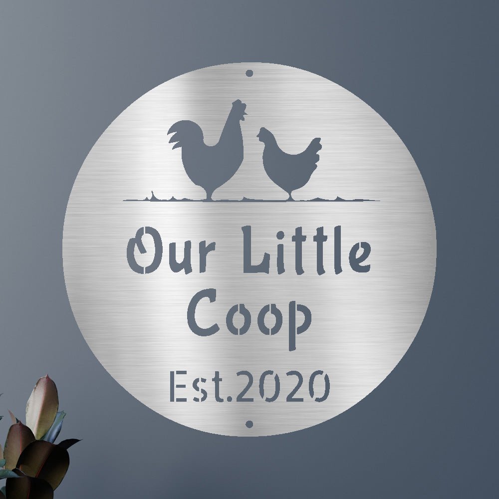 Custom Metal Wall Art - Personalized Chicken Coop Name Sign