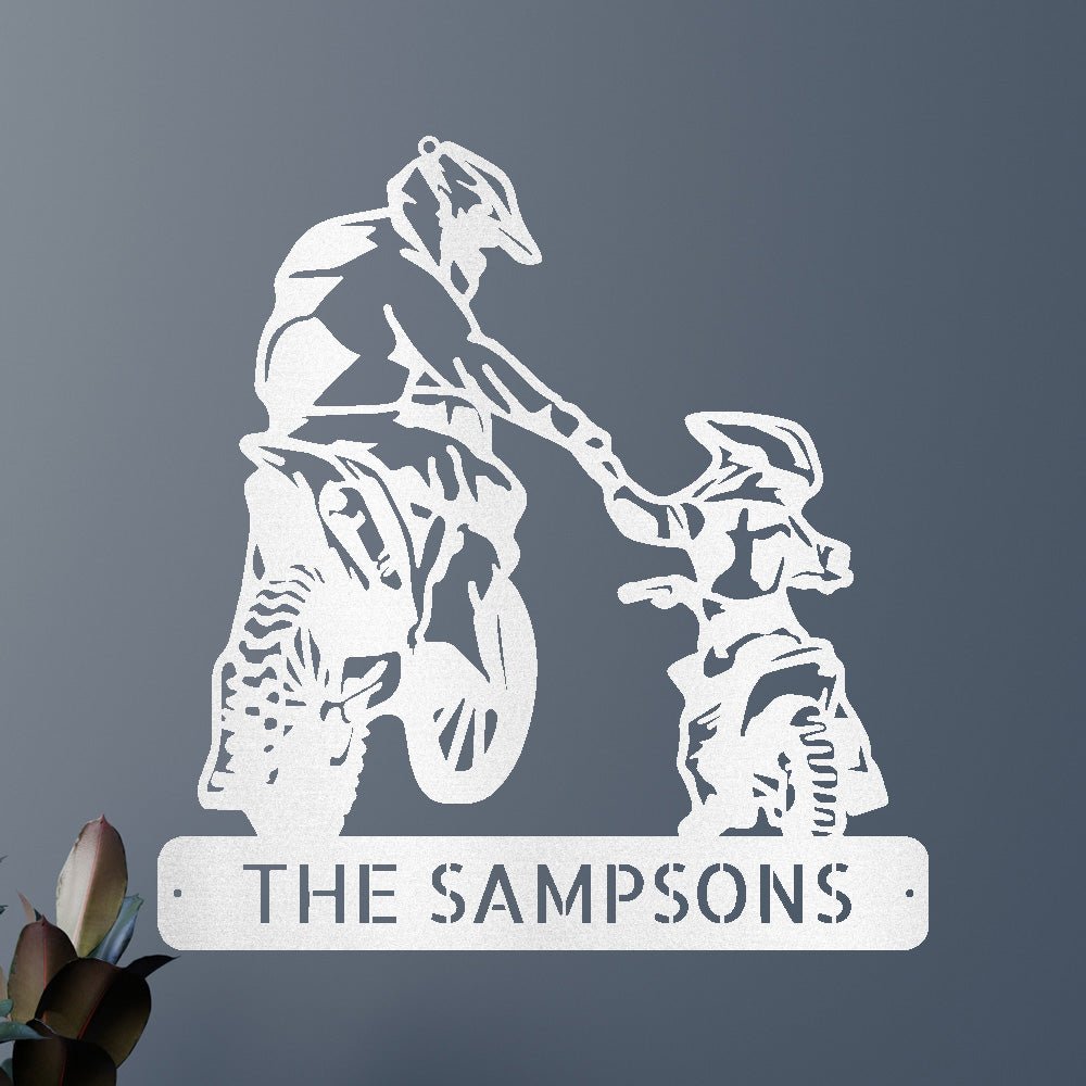 Custom Metal Wall Art - Personalized Father Son Motocross Sign