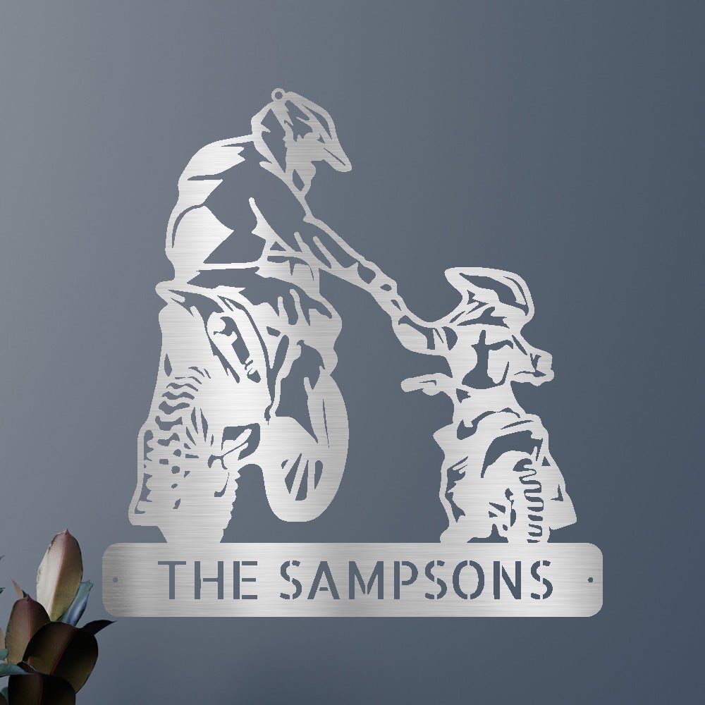 Custom Metal Wall Art - Personalized Father Son Motocross Sign