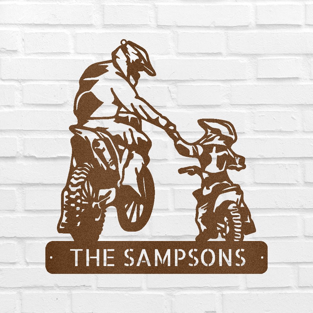 Custom Metal Wall Art - Personalized Father Son Motocross Sign