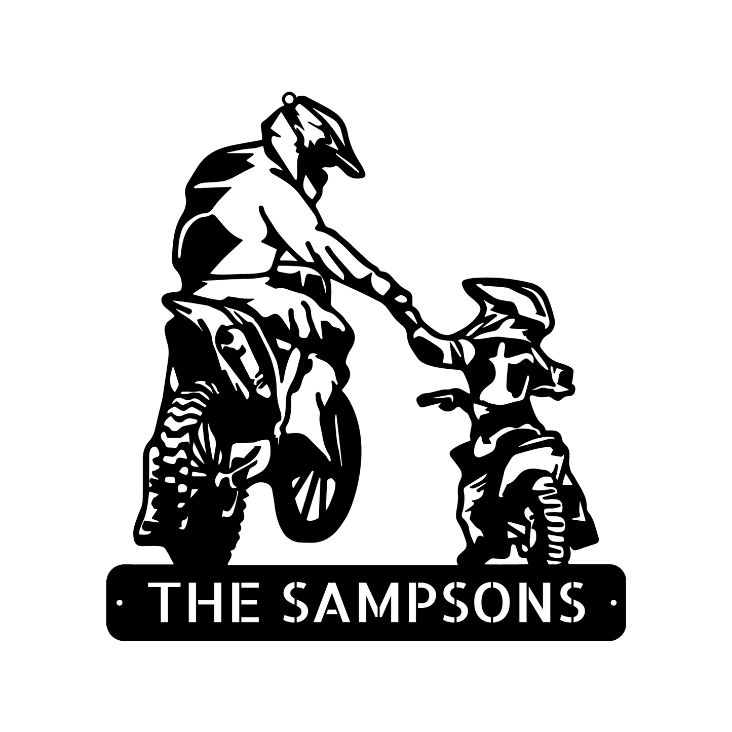 Personalized Father and Son Motocross Monogram Custom Metal Wall Art Classic Metal Sign - Precious Engraved