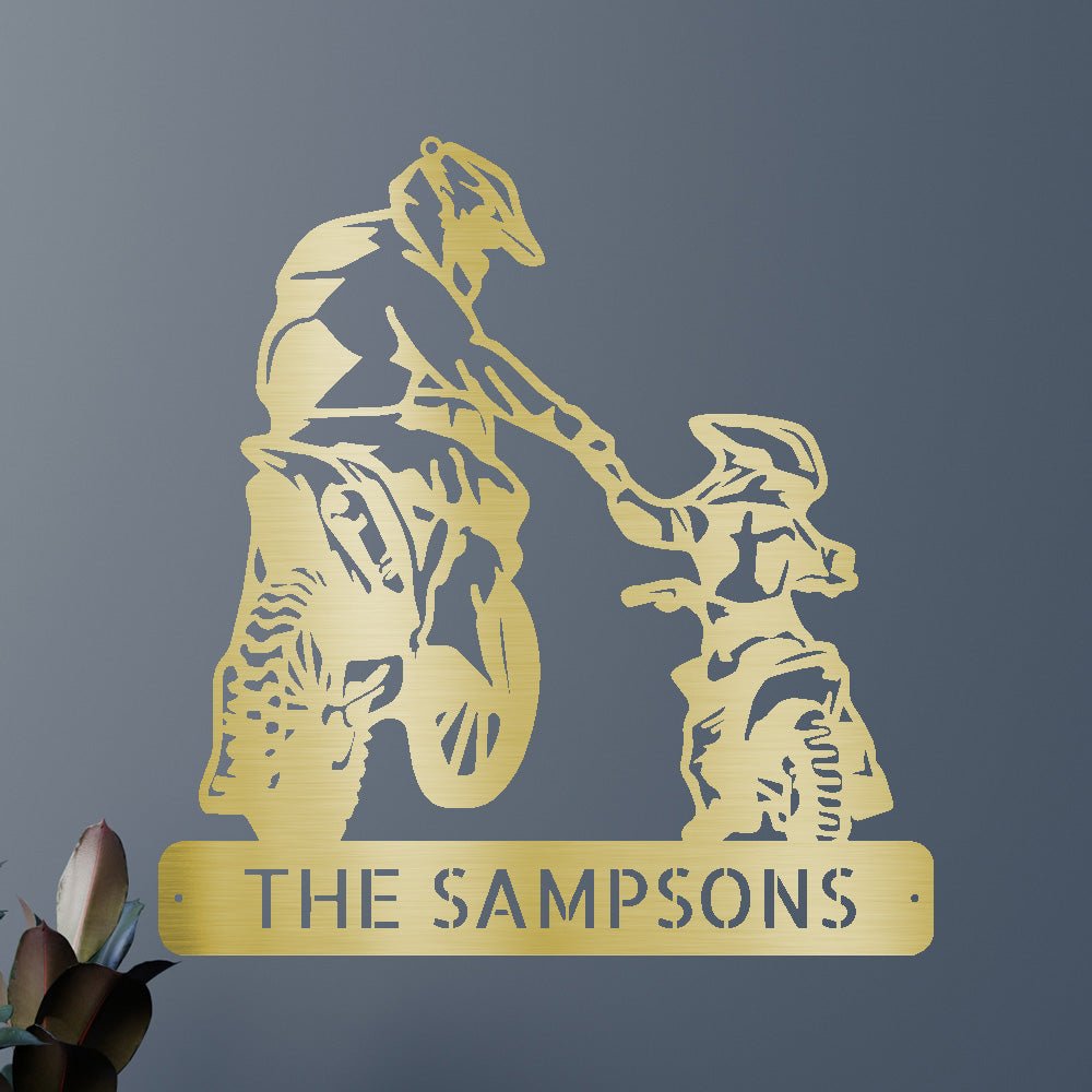 Custom Metal Wall Art - Personalized Father Son Motocross Sign