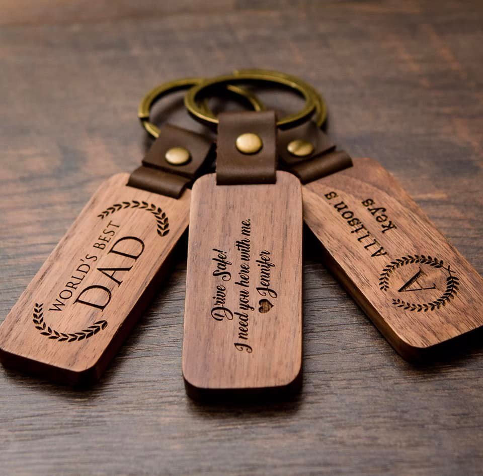 Personalized Father's Day Birthday Family Anniversary Gift Wooden Keychain - Precious Engraved