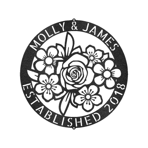 Floral Ring Personalized Gifts - Custom Metal Sign Black
