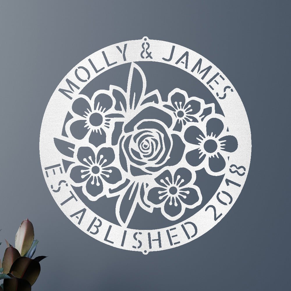 Custom Metal Wall Art - Personalized Floral Name Sign