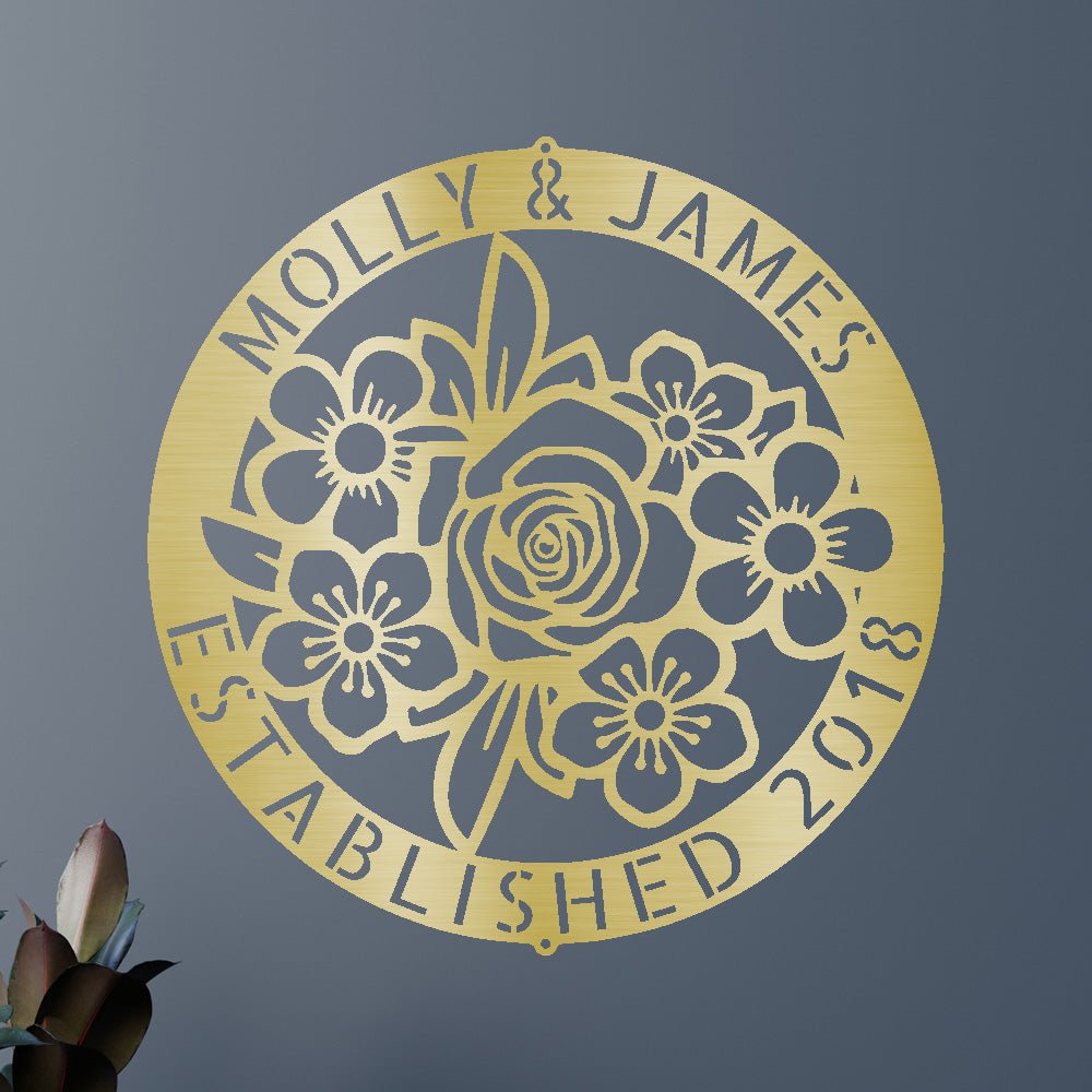 Custom Metal Wall Art - Personalized Floral Name Sign