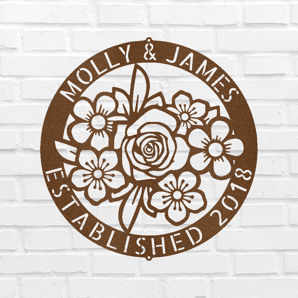 Custom Metal Wall Art - Personalized Floral Name Sign