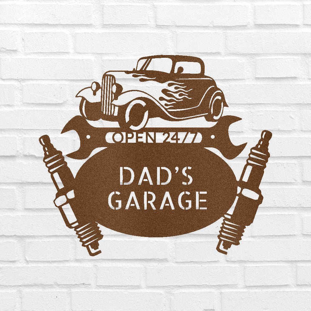 Custom Metal Wall Art - Personalized Dad's Garage Sign