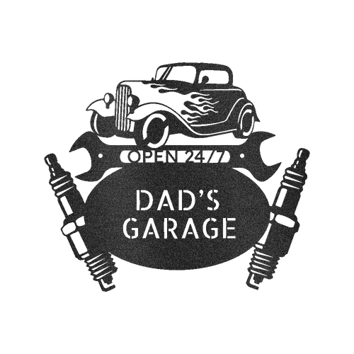 Garage Sign - Custom Metal Sign, Gift For Him, Christmas Gifts For Dad Black