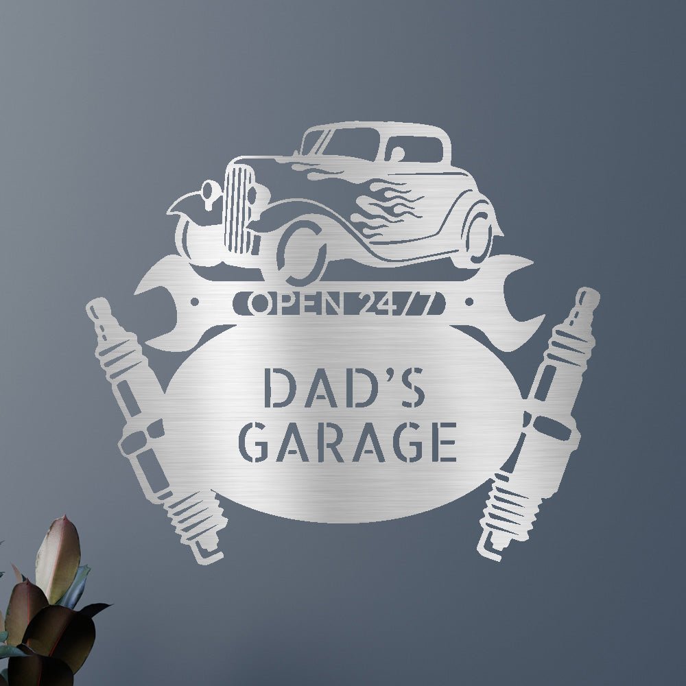 Custom Metal Wall Art - Personalized Dad's Garage Sign