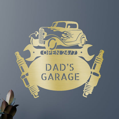 Garage Sign - Custom Metal Sign, Gift For Him, Christmas Gifts For Dad Gold