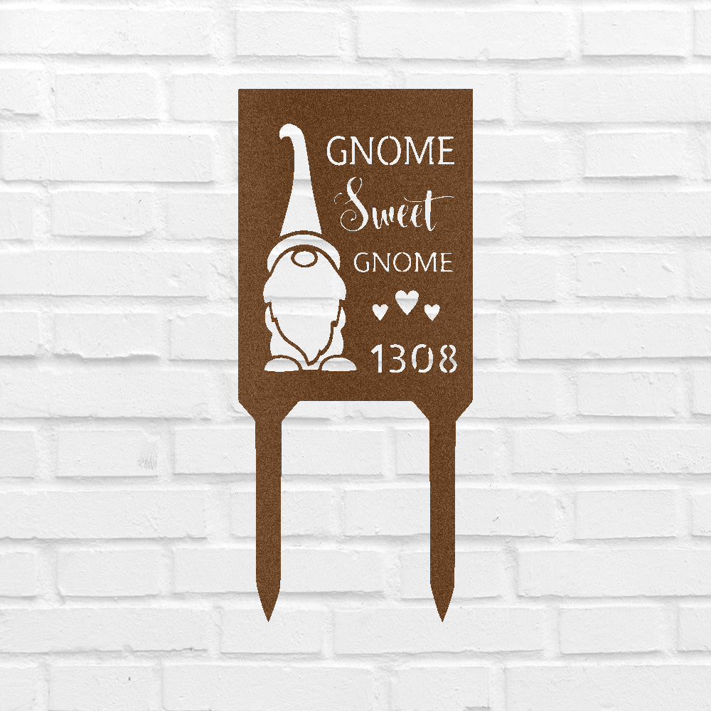 Personalized Gnome Home Metal Wall Art Stake - Precious Engraved