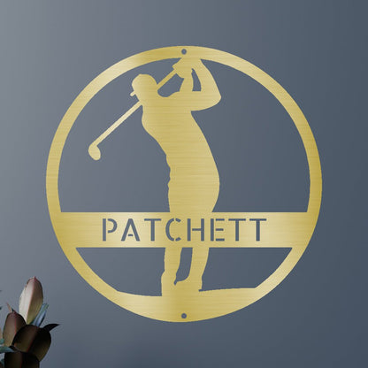 Golfer Personalized Gifts - Custom Metal Sign Gold