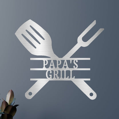 Grilling Utensils Personalized Gifts - Custom Metal Sign Silver