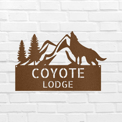 Home Sign - Custom Metal Sign, Grey Wolf Design Copper