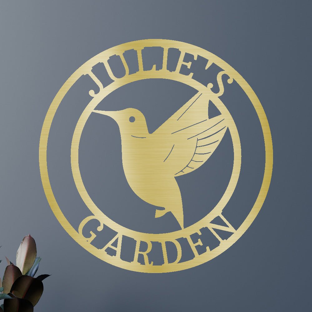 Custom Metal Wall Art - Personalized Hummingbird Name Sign