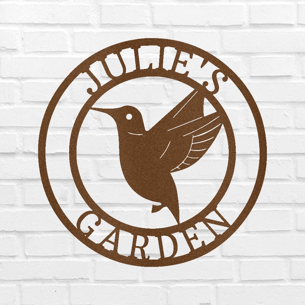 Custom Metal Wall Art - Personalized Hummingbird Name Sign