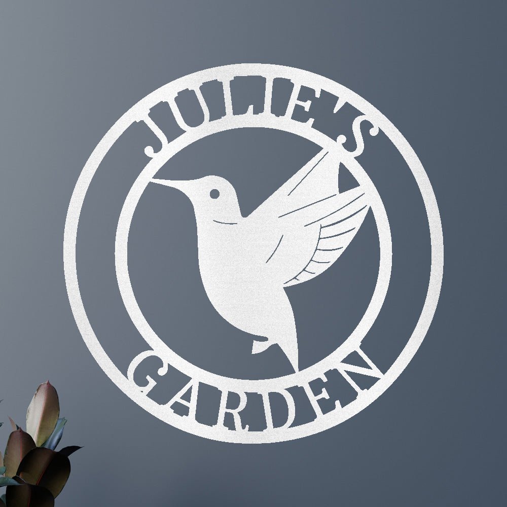 Custom Metal Wall Art - Personalized Hummingbird Name Sign