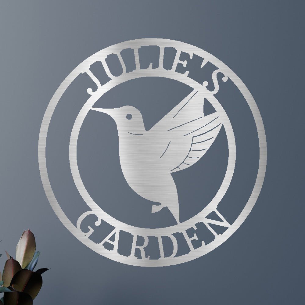 Custom Metal Wall Art - Personalized Hummingbird Name Sign