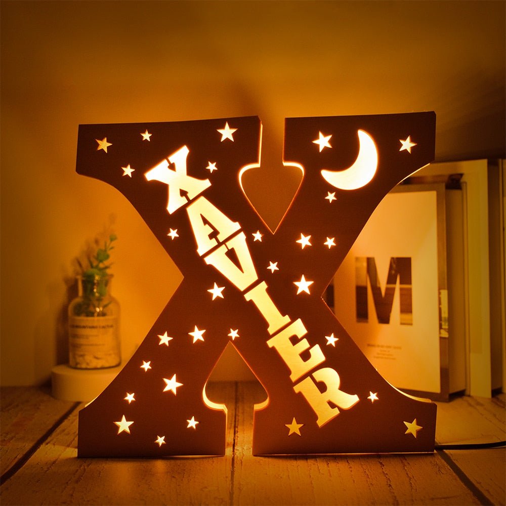 Personalized LED Wall Decor with Custom Name and Stars/Moon Design - Precious Engraved