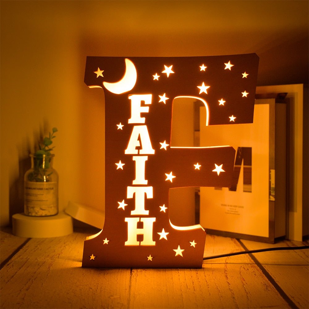 Personalized LED Wall Decor with Custom Name and Stars/Moon Design - Precious Engraved